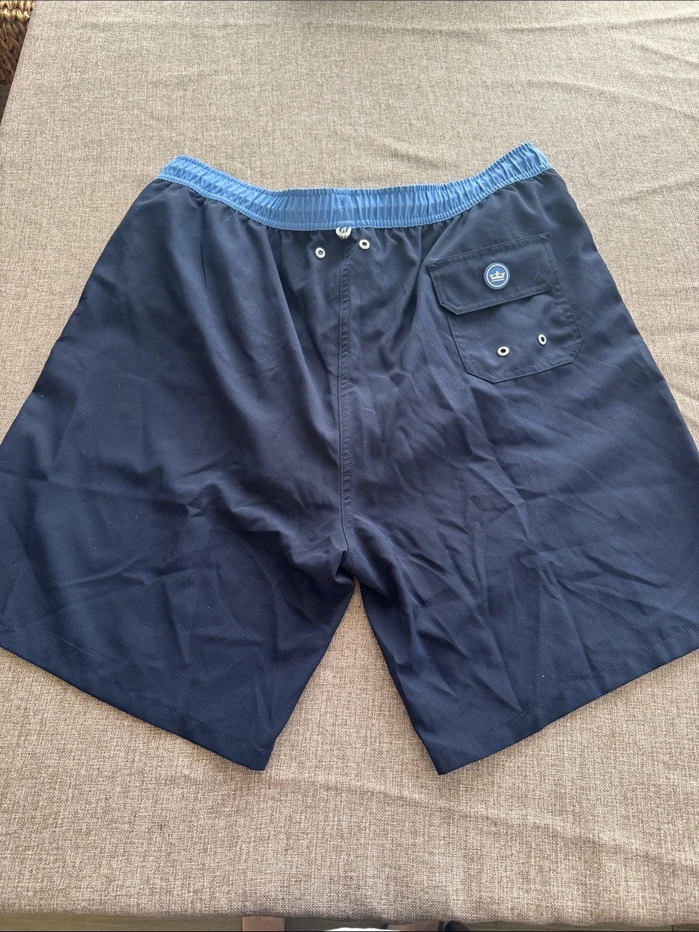 NWT Peter Millar Navy Swim Trunks with Light Blue Waistband